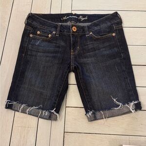 AMERICAN EAGLE | dark denim jeans shorts summer retro 60s style | Sz 2 Jorts